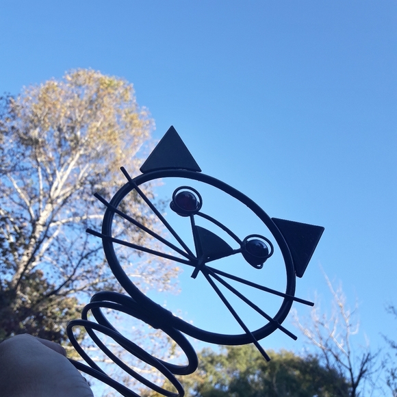 Spooky Wrought Iron Cat w/Marble Glass Eyes - Picture 9 of 14